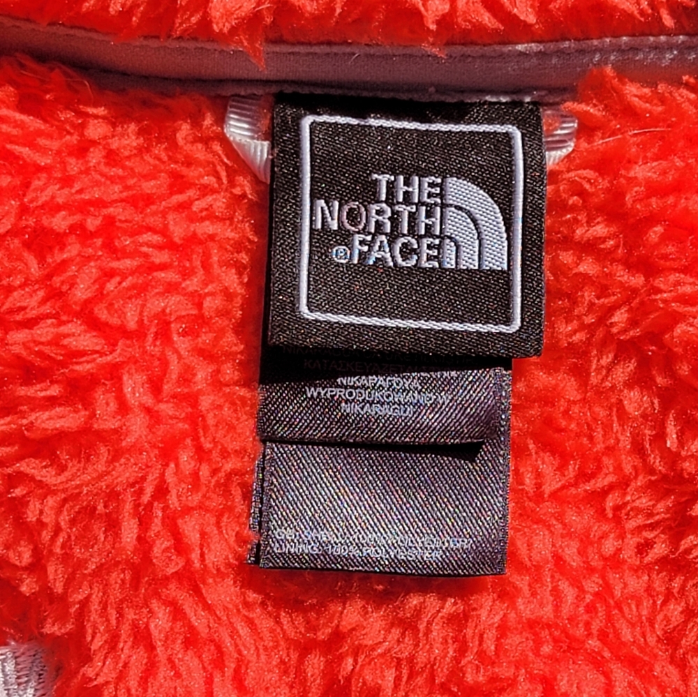 The North Face Vintage Fleece Bright Orange Red Fleece Zip Up Jacket Women's S - Picture 10 of 14